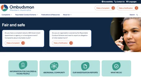 Screenshot of our website home page