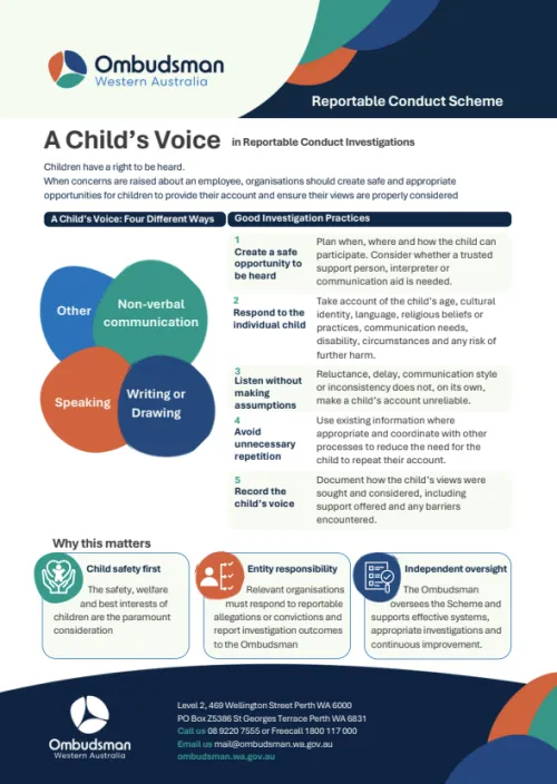 Image of an A4 flyer "A Child's Voice"